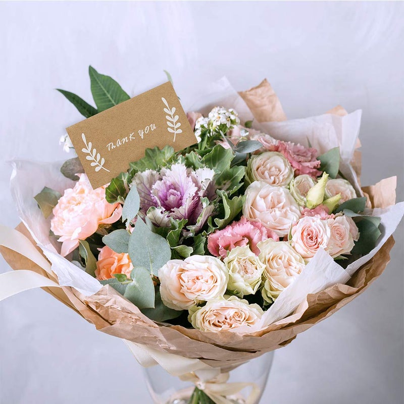 Supla 100 Pcs Place Cards with White Laurel Leaves Kraft Paper Cards Rustic Wedding Table Name Number Blank Table Tent Cards Table Name Tags Table Card Seating Cards Buffet Table Cards - Image 4